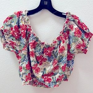 Floral Linen Crop Top